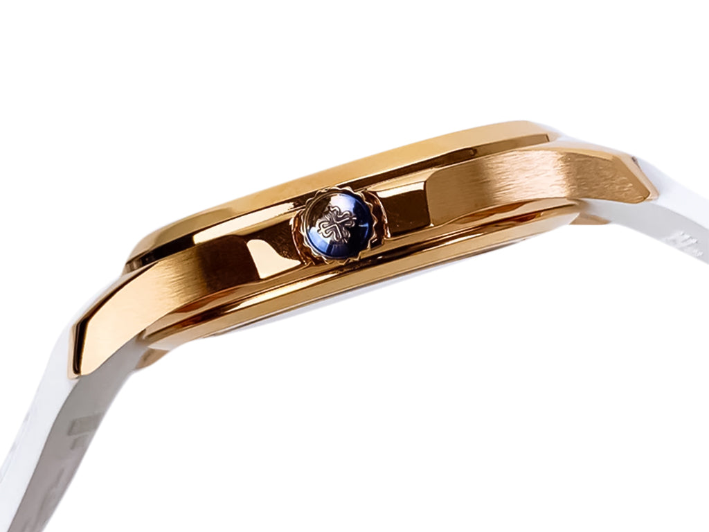 Aquanaut Rose Gold with Chocolate Dial and White Strap (40mm)