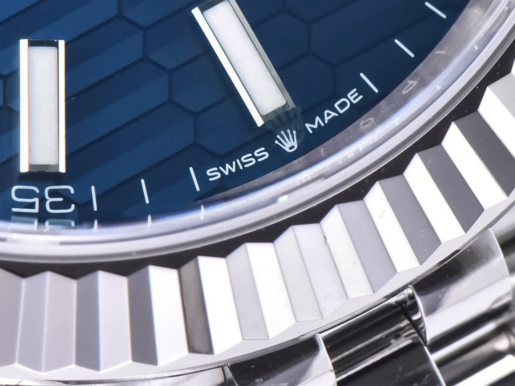 Datejust 41 Stainless Steel on Jubilee with Fluted Motif Blue Dial and Fluted Bezel