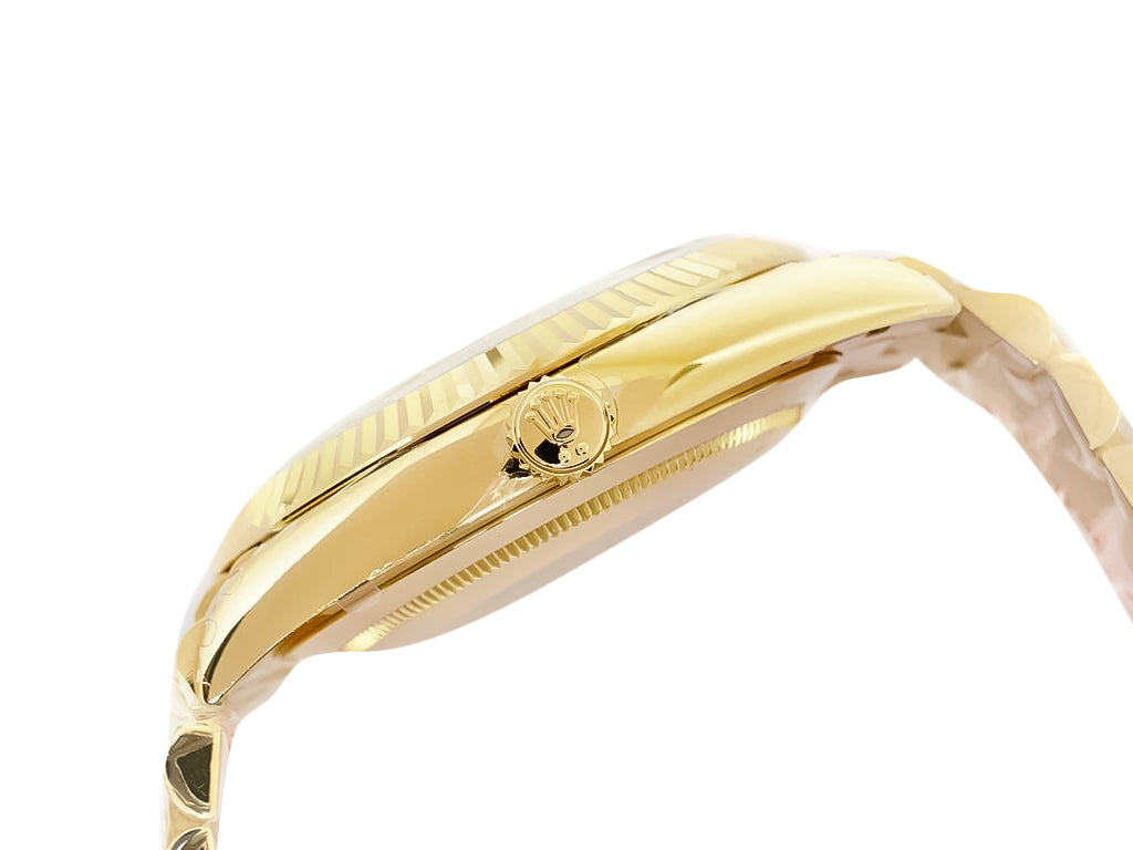 Day-Date 40 Yellow Gold 'President' with Black Motif Dial and Fluted Bezel