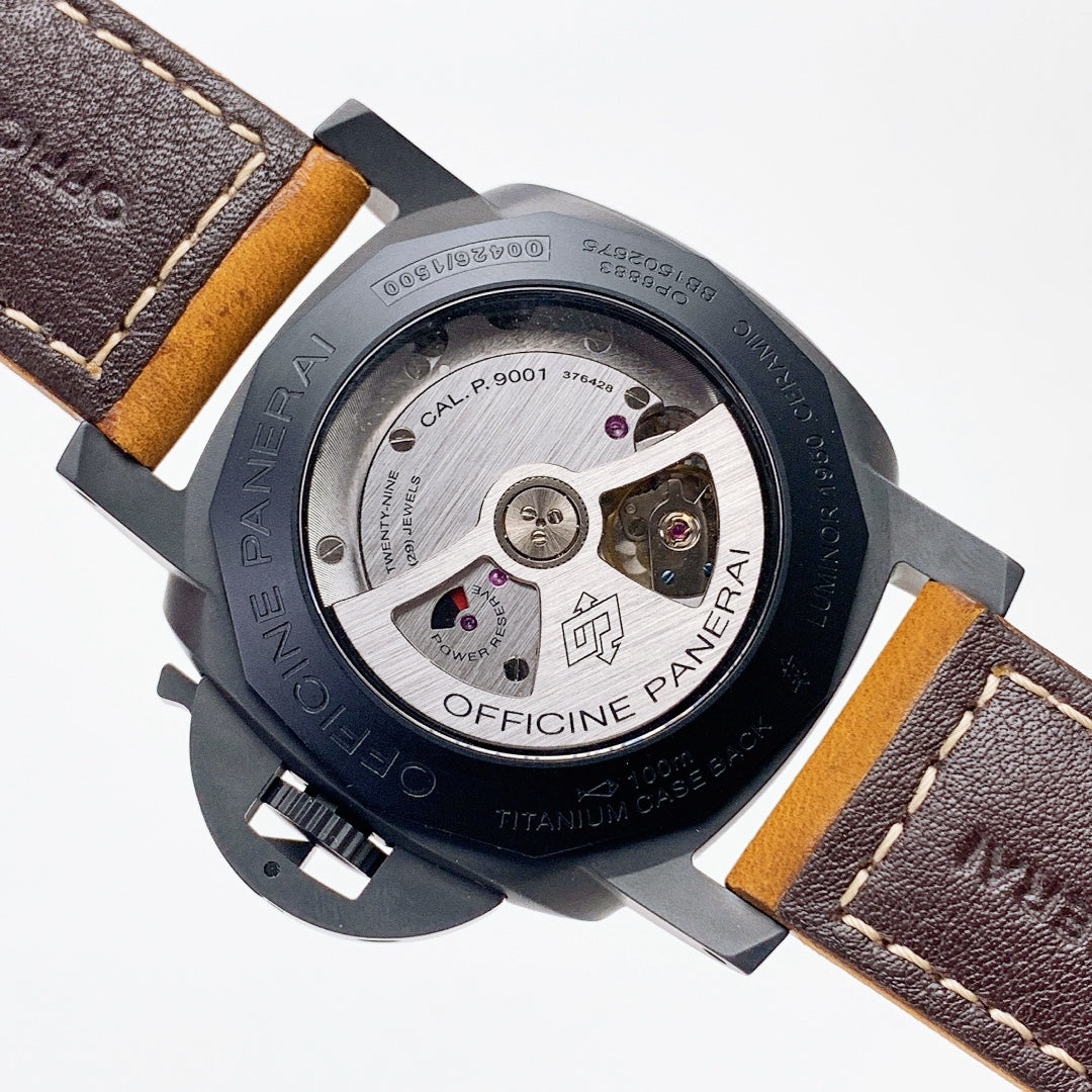Luminor 1950 3 Days GMT Automatic Ceramica with Black Dial and Brown Strap (44mm)