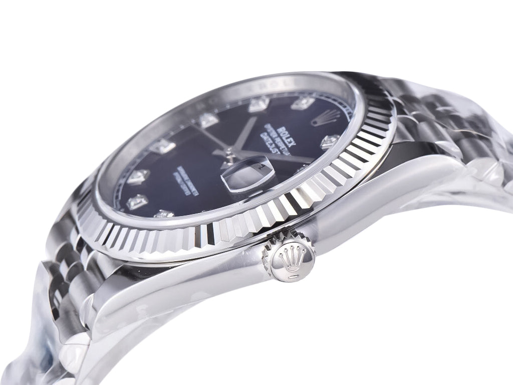 Datejust 41 Stainless Steel on Jubilee with Diamond Blue Dial and Fluted Bezel