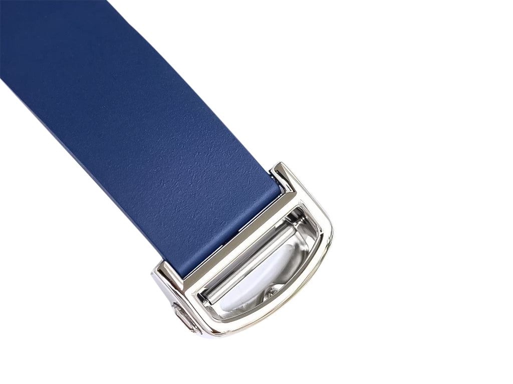 Santos Large Stainless Steel with White Dial and Blue Bezel (Rubber Strap) (40mm)
