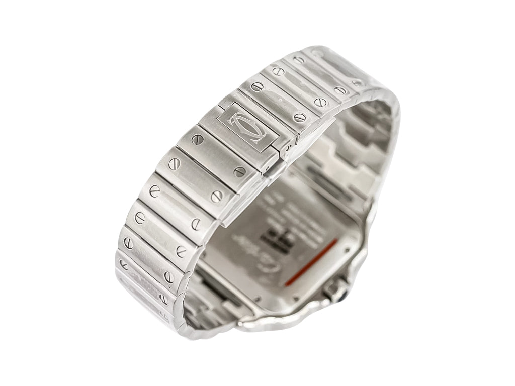 Santos Large Stainless Steel with White Dial and Blue Bezel (40mm)
