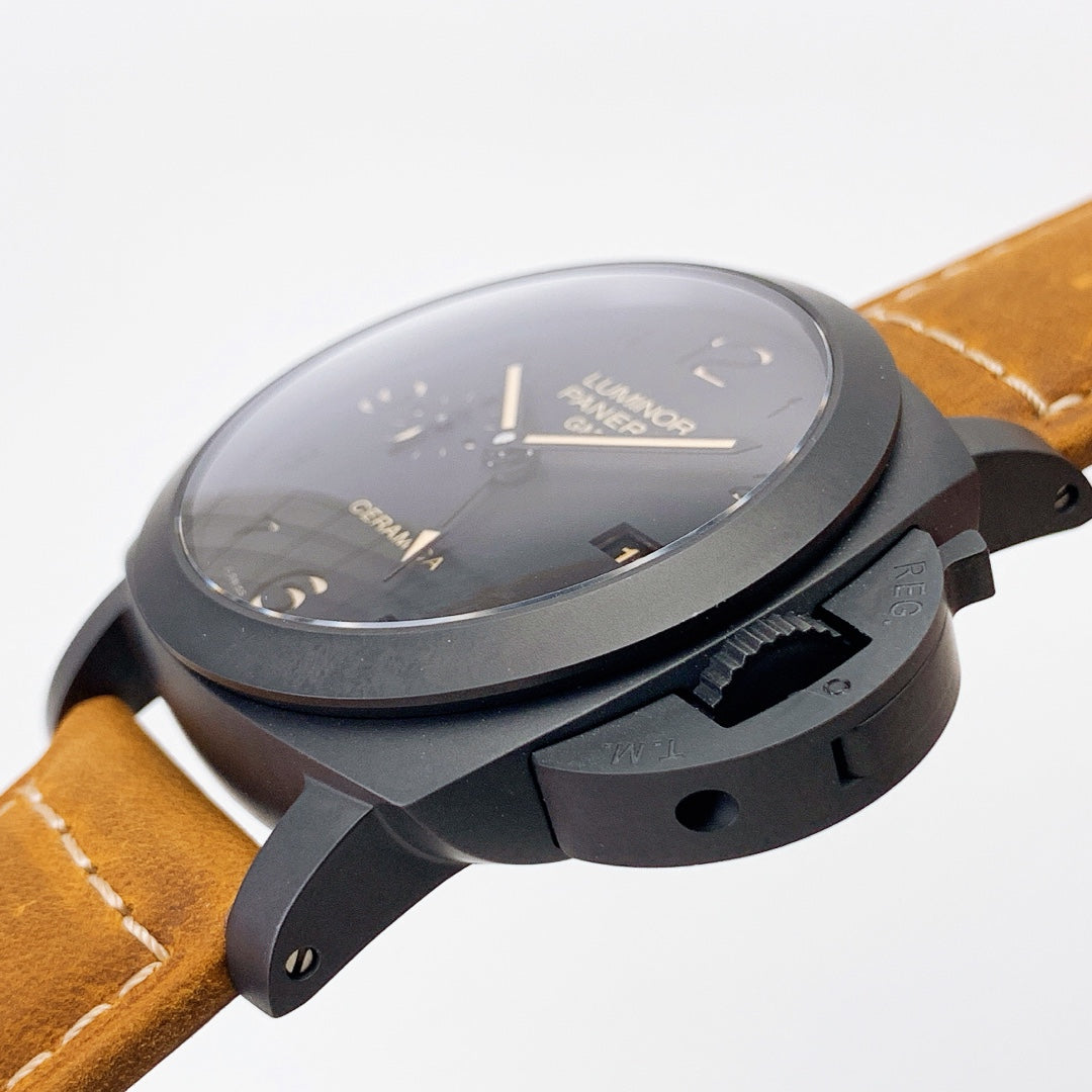 Luminor 1950 3 Days GMT Automatic Ceramica with Black Dial and Brown Strap (44mm)