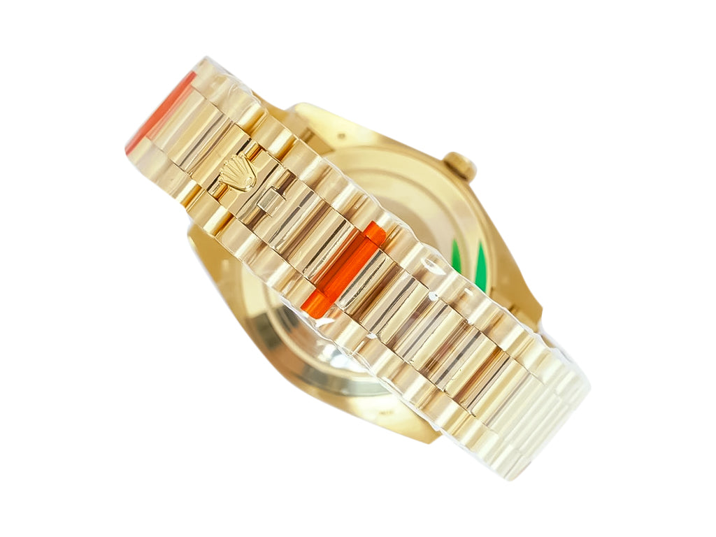 Day-Date 40 Yellow Gold 'President' with Black Motif Dial and Fluted Bezel