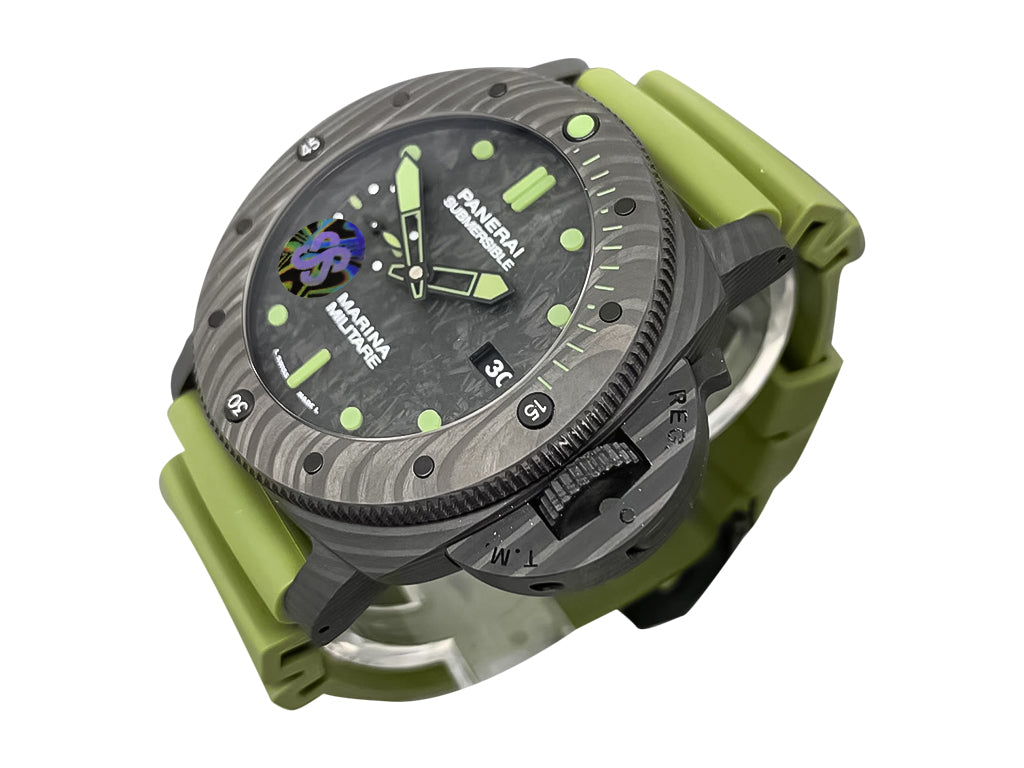 Luminor Submersible 47 Marina Militare Carbotech 'Comsubin' Forged Carbon Case and Bezel, Carbon Dial and OD Green Strap (47mm)