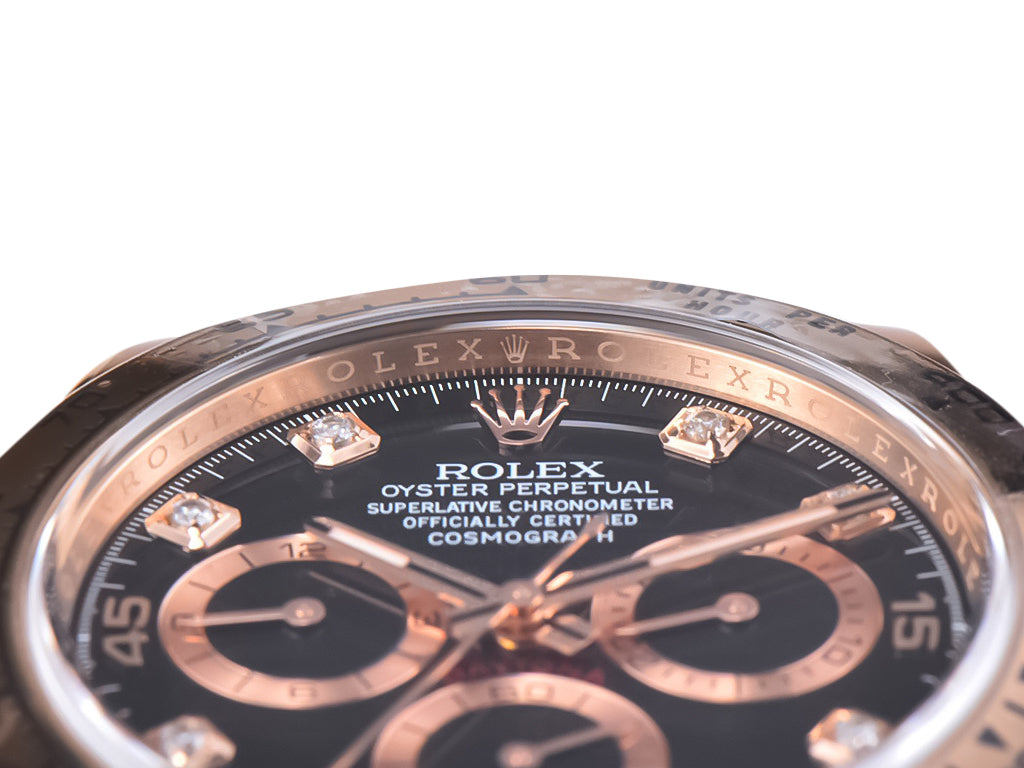 Cosmograph Daytona Rose Gold with Diamond Black Dial