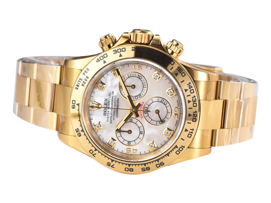 Cosmograph Daytona Yellow Gold Oysterflex with White Mother of Pearl Dial