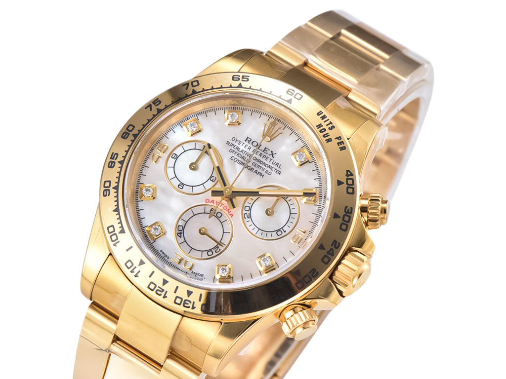 Cosmograph Daytona Yellow Gold Oysterflex with White Mother of Pearl Dial