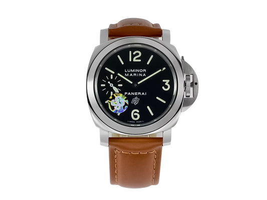 Luminor Marina Logo Stainless Steel with Black Dial and Brown Strap (44mm)