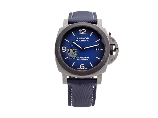 Luminor 1950 44 3 Days Automatic 'Volcano Blu - Fibratech' Composite Case with Forged Carbon Bezel, Blue Gradient Dial and Blue Strap (44mm)