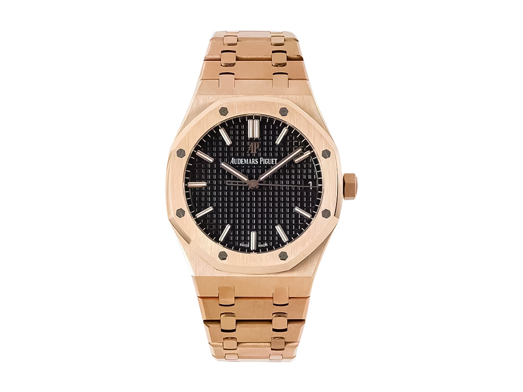 Royal Oak Pink Gold with Black Dial (41mm) - 15500