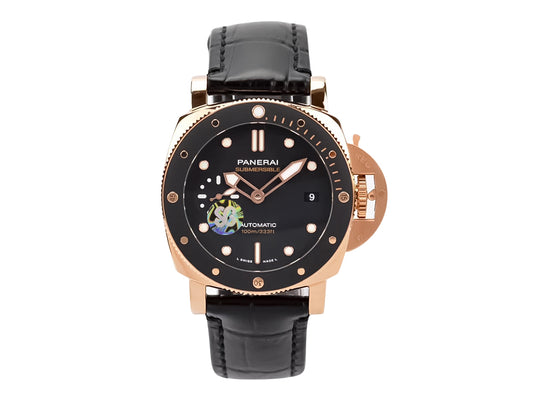 Luminor Submersible 42 3 Days Automatic 'Goldtech' Red Gold Case with Black Dial and Black Strap (42mm)