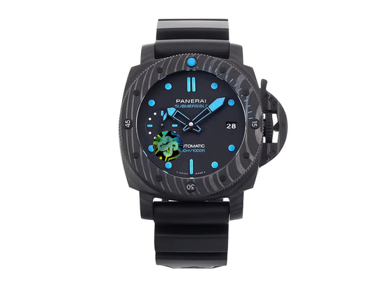 Luminor Submersible 47 3 Days Automatic 'Carbotech' Forged Carbon Case and Bezel, Black Dial with Blue Accents and Black Strap (47mm)