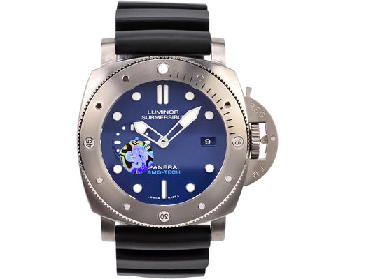 Luminor Submersible 47 3 Days Automatic 'BMG-Tech' Titanium Case with Blue Dial and Black Strap (47mm)