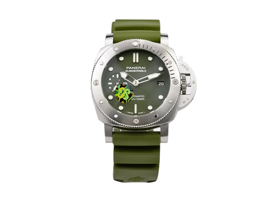 Luminor Submersible 42 3 Days Automatic 'Verde Militare' Brushed Stainless Steel Case, Green Dial and Green Strap (42mm)