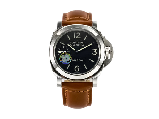 Luminor Marina Stainless Steel with Black Dial and Brown Strap (44mm)