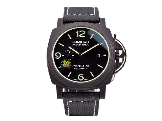 Luminor 1950 44 3 Days Automatic 'Carbotech' Forged Carbon Case with Black Sunburst Dial and Black Strap (44mm)