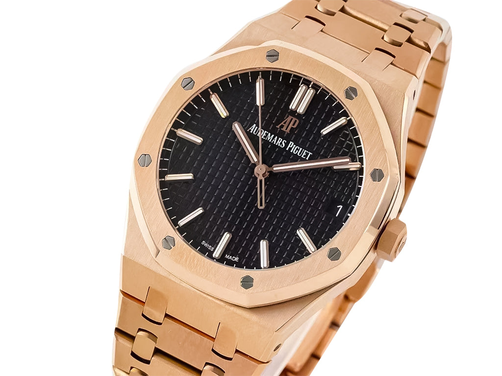 Royal Oak Pink Gold with Black Dial (41mm) - 15500