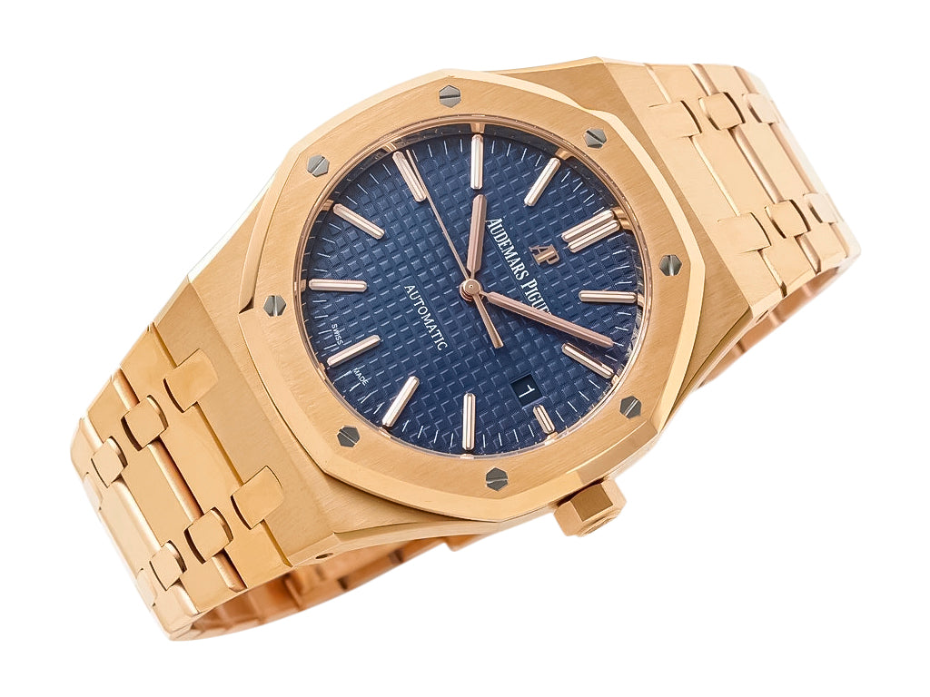 Royal Oak Pink Gold with Blue Dial (41mm) - 15400