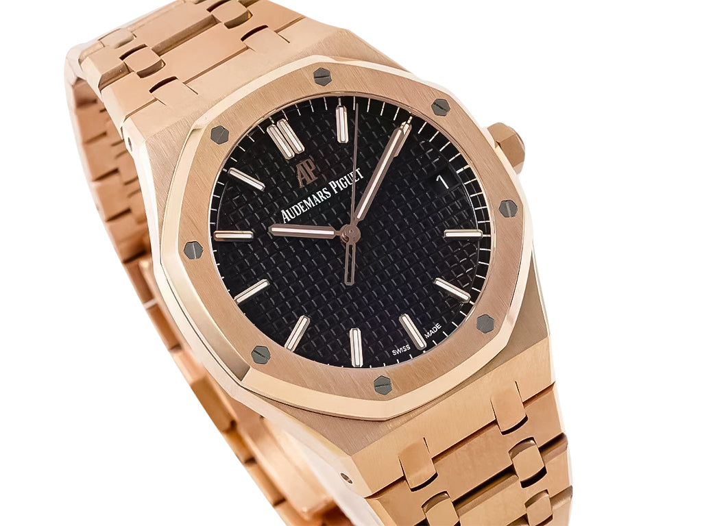 Royal Oak Pink Gold with Black Dial (41mm) - 15500