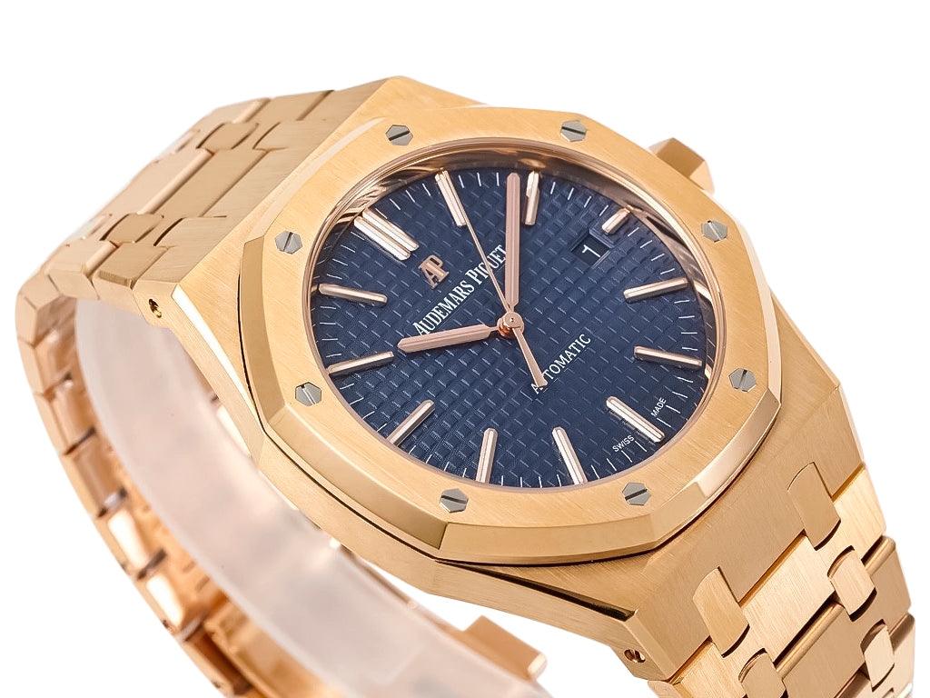 Royal Oak Pink Gold with Blue Dial (41mm) - 15400