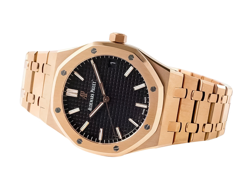 Royal Oak Pink Gold with Black Dial (41mm) - 15500