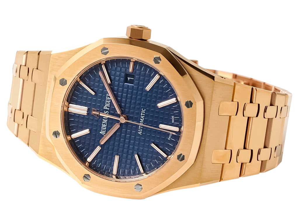 Royal Oak Pink Gold with Blue Dial (41mm) - 15400