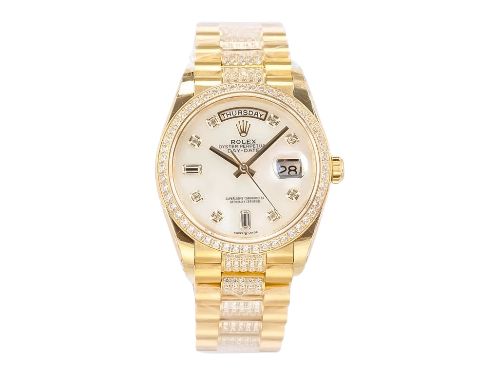 Day-Date 36 Yellow Gold 'President' with Diamond Mother of Pearl Dial and Diamond Bezel