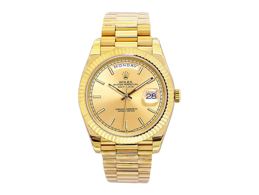 Day-Date 40 Yellow Gold 'President' with Champagne Dial and Fluted Bezel