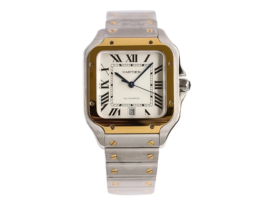 Santos Large Two Tone Yellow Gold with White Dial (40mm)