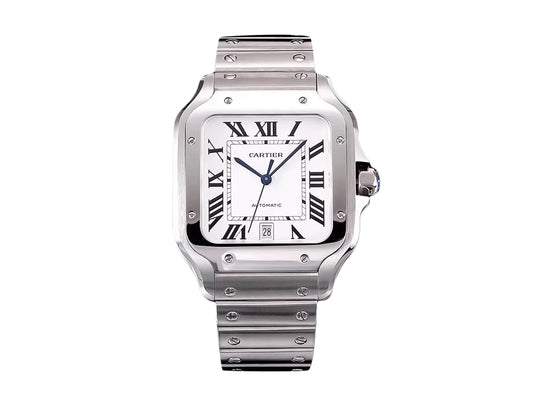 Santos Large Stainless Steel with White Dial (40mm)