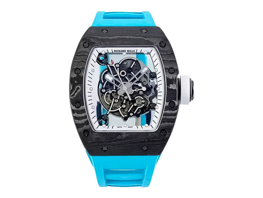 RM055 Bubba Watson White Dial Black Bezel Blue Rubber Strap (49mm)