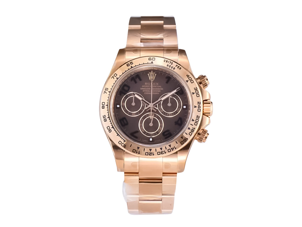 Cosmograph Daytona Rose Gold with Chocolate Dial and Arabic Numerals