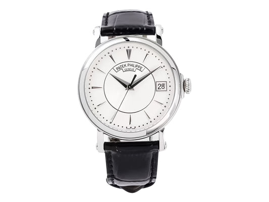 Calatrava Stainless Steel with Silver Guilloche Dial (38mm)