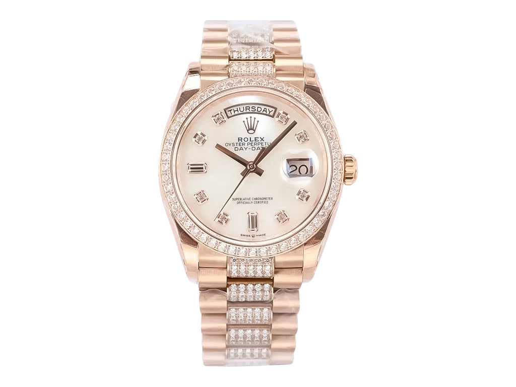 Day-Date 36 Rose Gold 'President' with Diamond Mother of Pearl Dial and Diamond Bezel