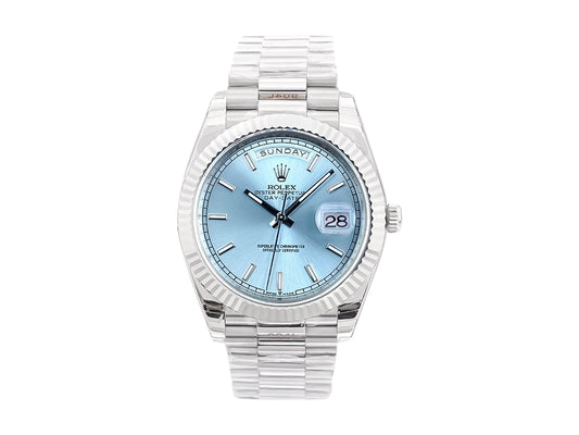 Day-Date 40 Platinum 'President' with Ice Blue Dial and Fluted Bezel