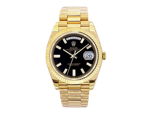 Day-Date 40 Yellow Gold 'President' with Onyx Diamond Dial and Fluted Bezel