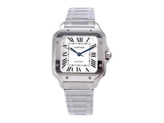 Santos Medium Stainless Steel with White Dial (35mm)