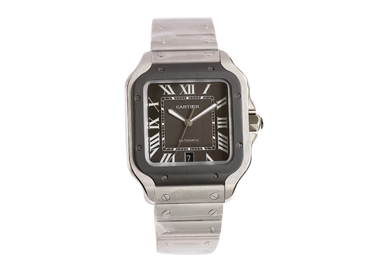 Santos Large Stainless Steel with Grey Dial and Grey Bezel (40mm)