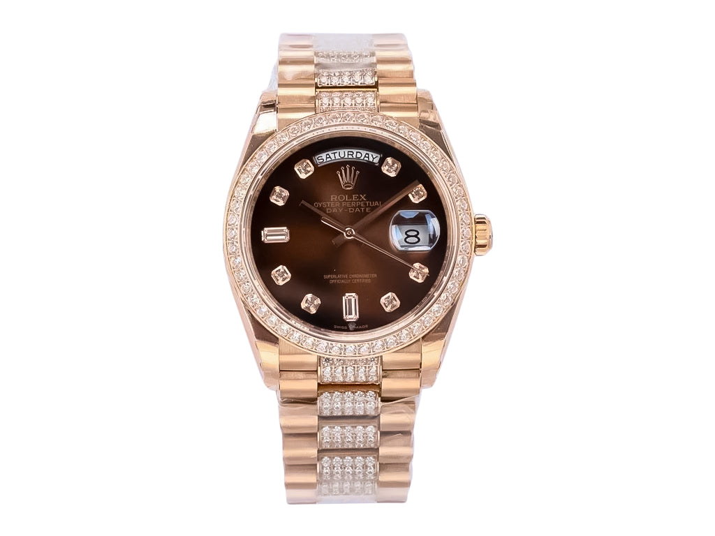 Day-Date 36 Rose Gold 'President' with Diamond Chocolate Dial and Diamond Bezel