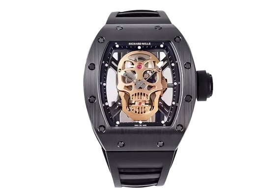 RM 52-01 Skull Black Dial Black Bezel Black Rubber Strap Tourbillon (50mm)