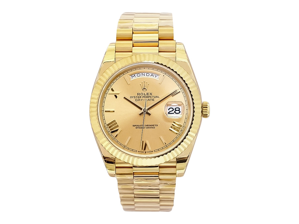 Day-Date 40 Yellow Gold 'President' with Champagne Dial (Roman Numerals) and Fluted Bezel