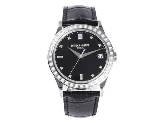 Calatrava Stainless Steel with Diamond Black Dial and Diamond Bezel (38mm)