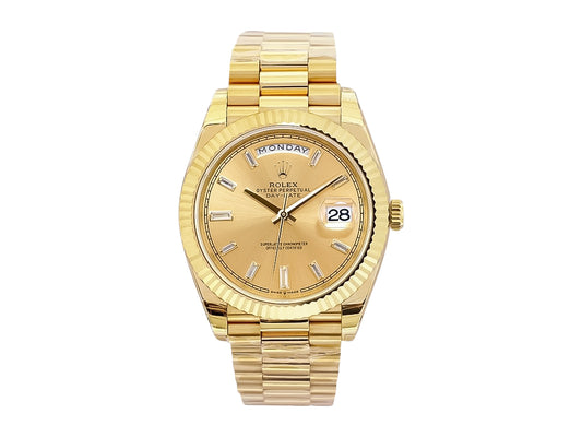 Day-Date 40 Yellow Gold 'President' with Champagne Diamond Dial and Fluted Bezel