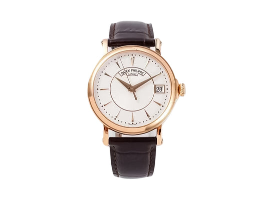 Calatrava Rose Gold with Silver Guilloche Dial (38mm)