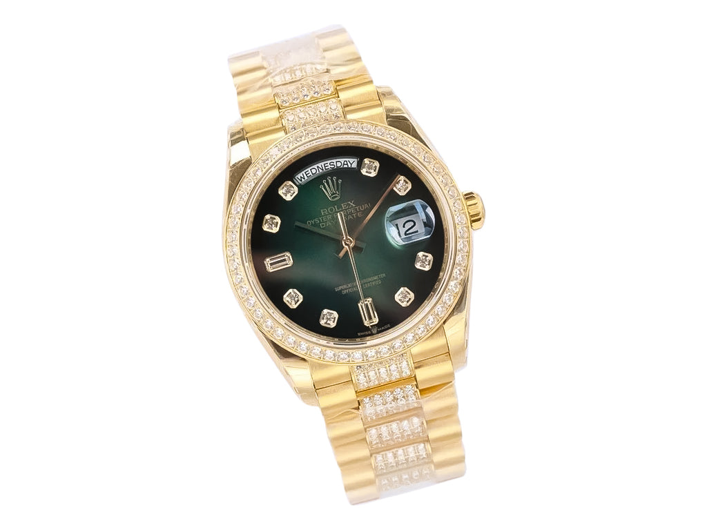 Day-Date 36 Yellow Gold 'President' with Diamond Green Ombre Dial and Diamond Bezel