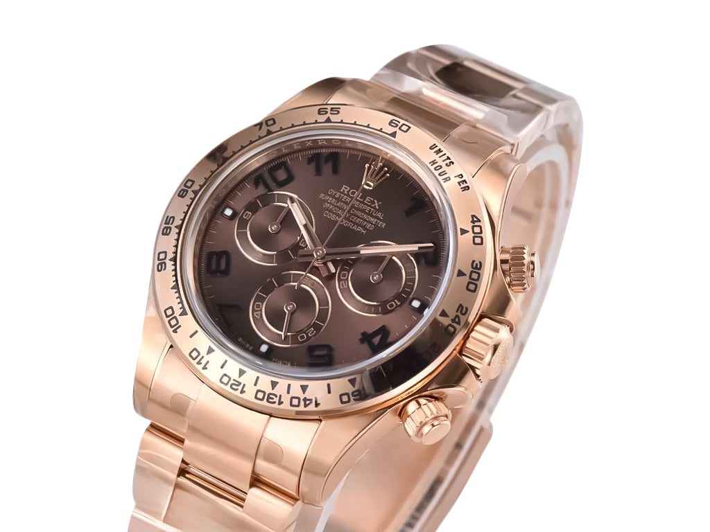 Cosmograph Daytona Rose Gold with Chocolate Dial and Arabic Numerals