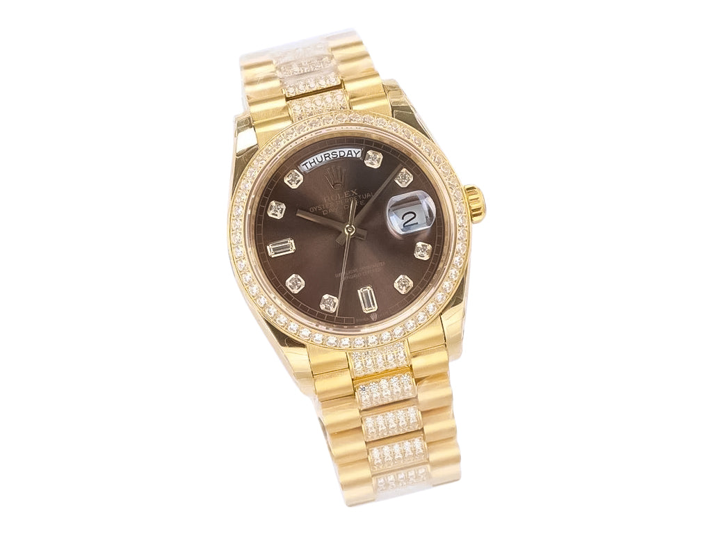 Day-Date 36 Yellow Gold 'President' with Diamond Chocolate Dial and Diamond Bezel