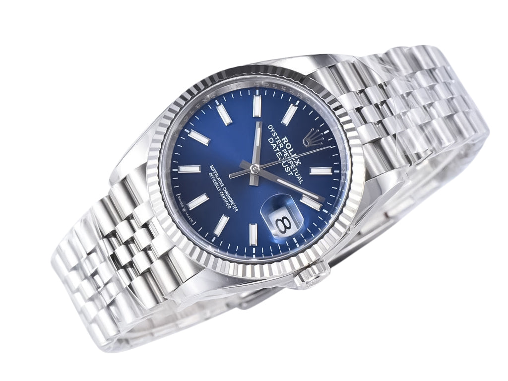 Datejust 36 Stainless Steel on Jubilee with Blue Dial and Fluted Bezel